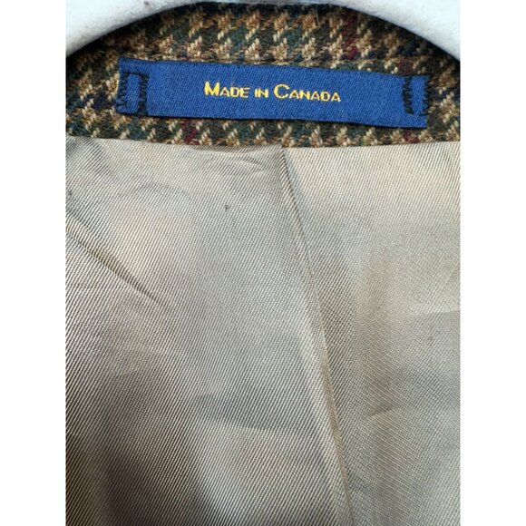 Chaps Ralph Lauren Mens Houndstooth Wool Blazer Jacket 42T Brown Academia - Picture 2 of 14